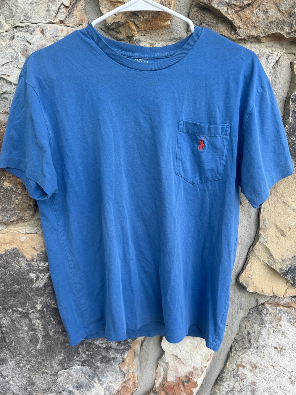 Polo by Ralph Lauren Blue Short-Sleeve Pocket Tee with Red Pony Preppy Small